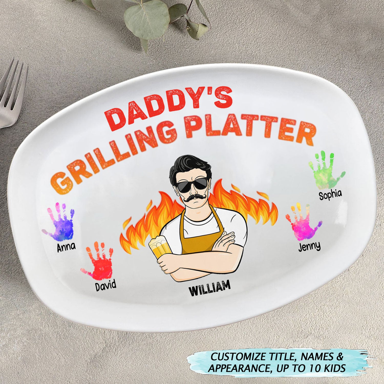 Daddy's Grilling Platter - Gift For Dad, Father, Grandfather, Grandpa - Personalized Plate