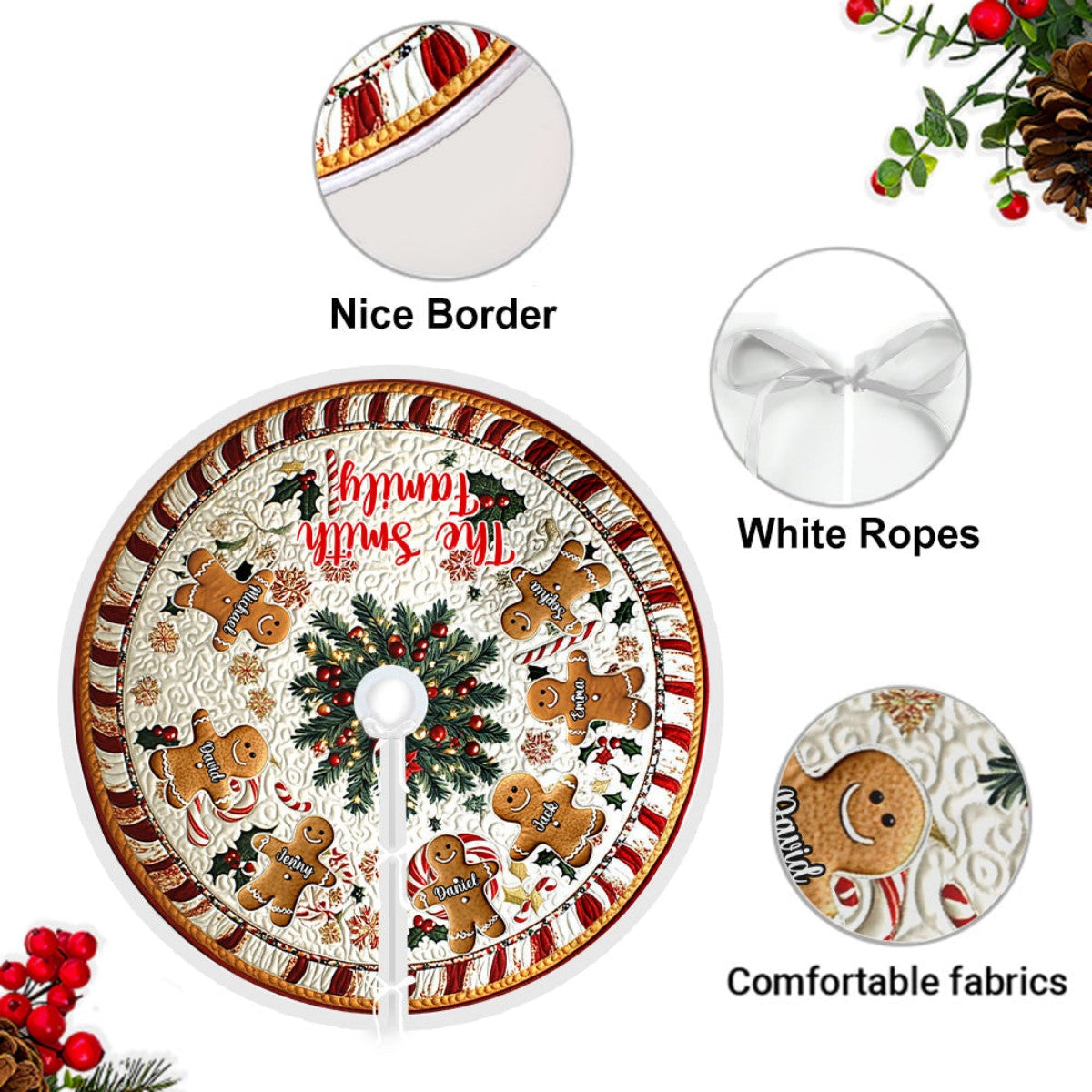 The Gingerbread Crew - Personalized Family Tree Skirt