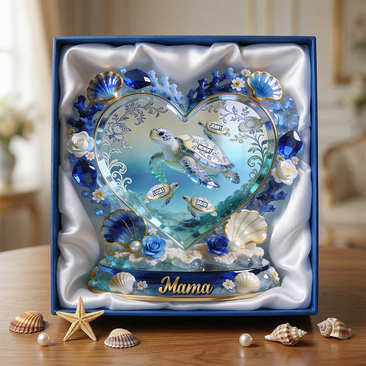 Turtle Mom/Nana Toile De Jouy Acrylic Plaque - Personalized Gifts For Mother