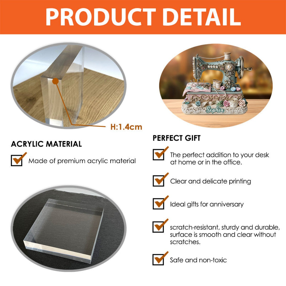 Beautiful Sewing Machine - Personalized Sewing Custom Shaped Acrylic Plaque