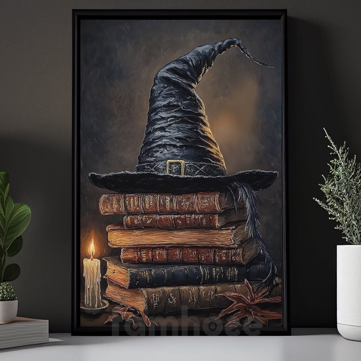 Halloween Witch Books Canvas Painting, Witch’s Wisdom Wall Art Decor, Spooky Season Poster Gift For Witch Lovers