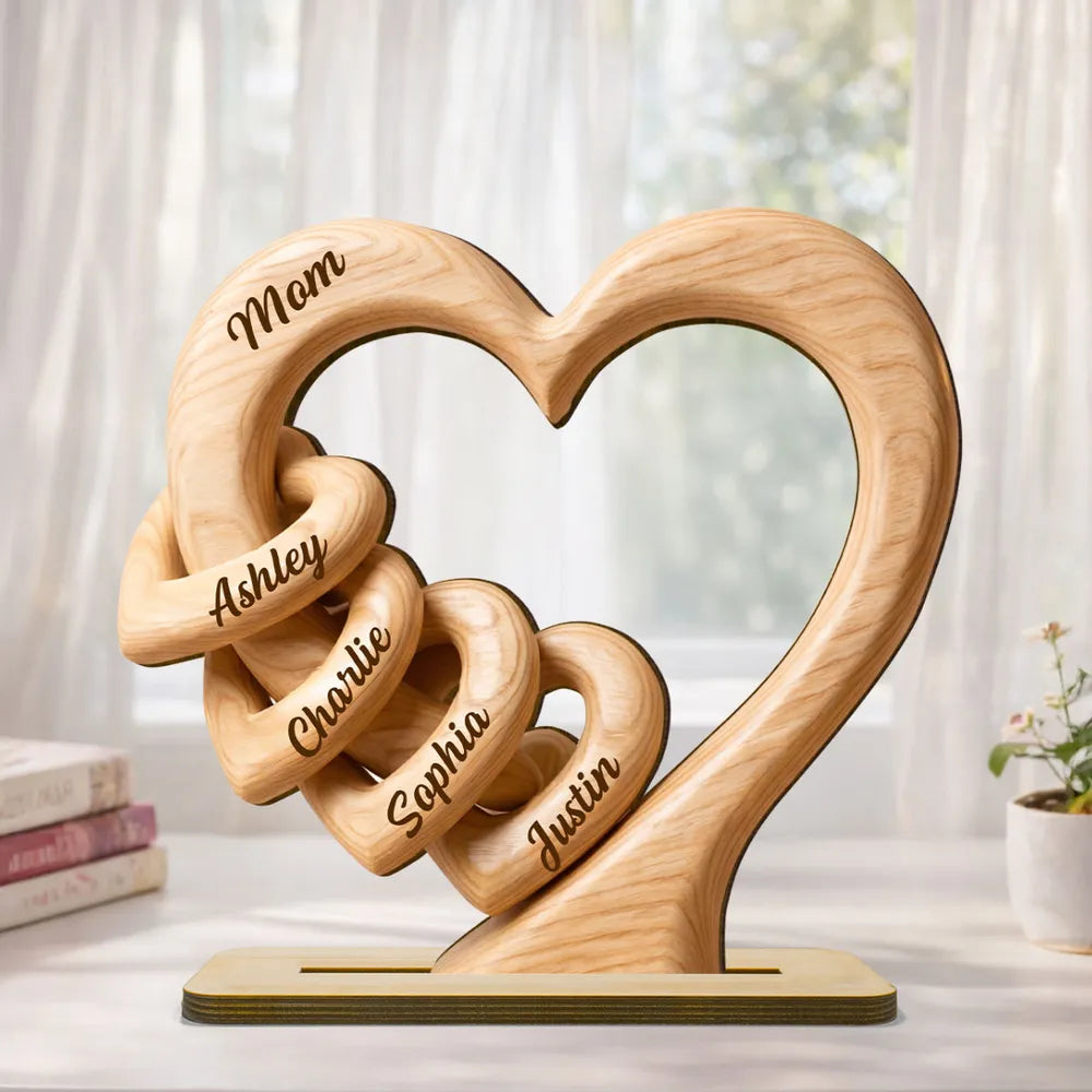 Personalized Heart  Wooden Plaque - Gift For Mother's Day