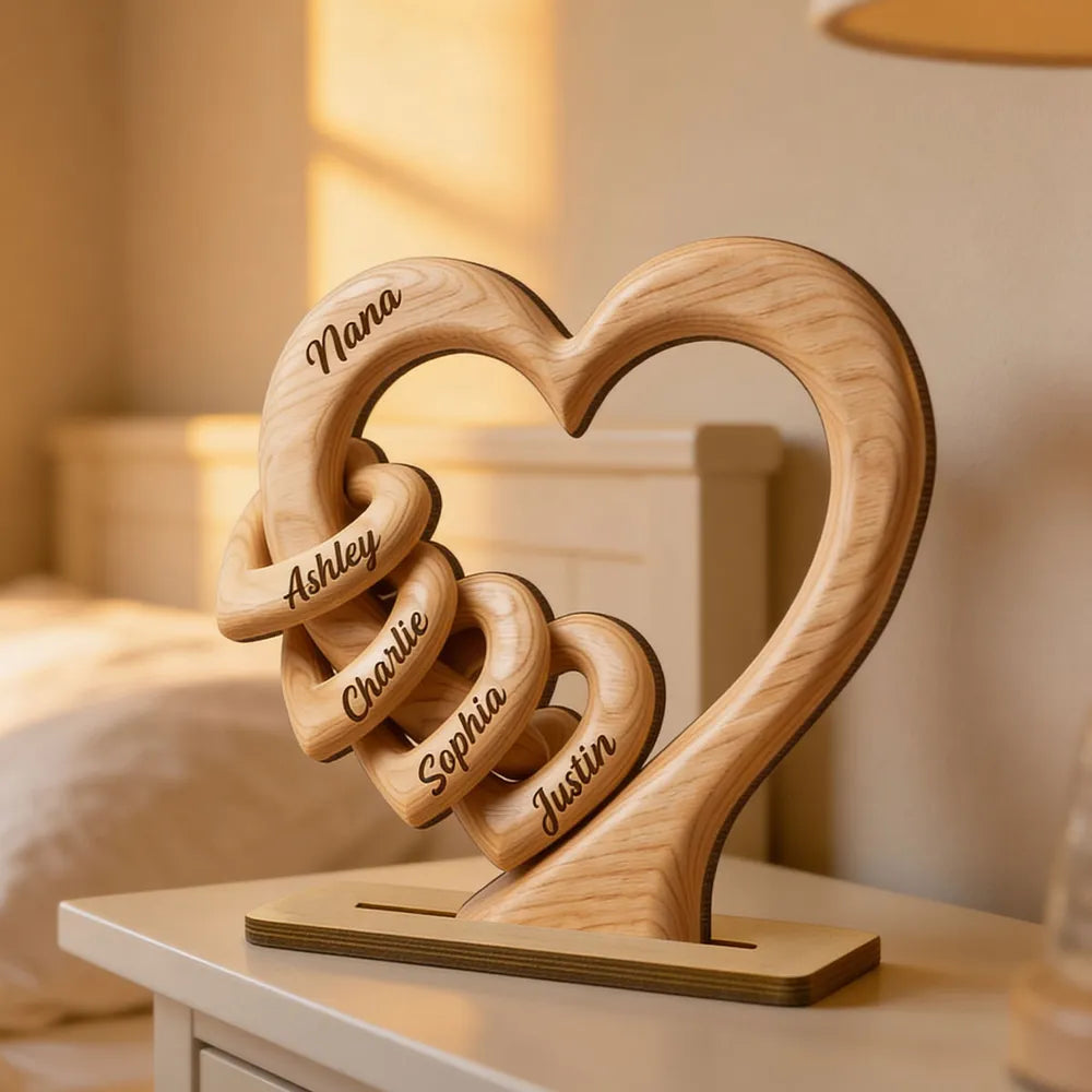 Personalized Heart  Wooden Plaque - Gift For Mother's Day