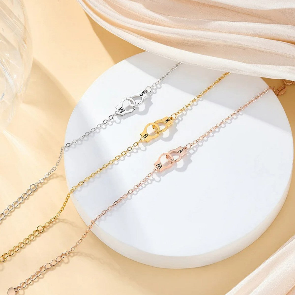 Personalized Handcuff Interlocking Infinity Double Initials Bracelet