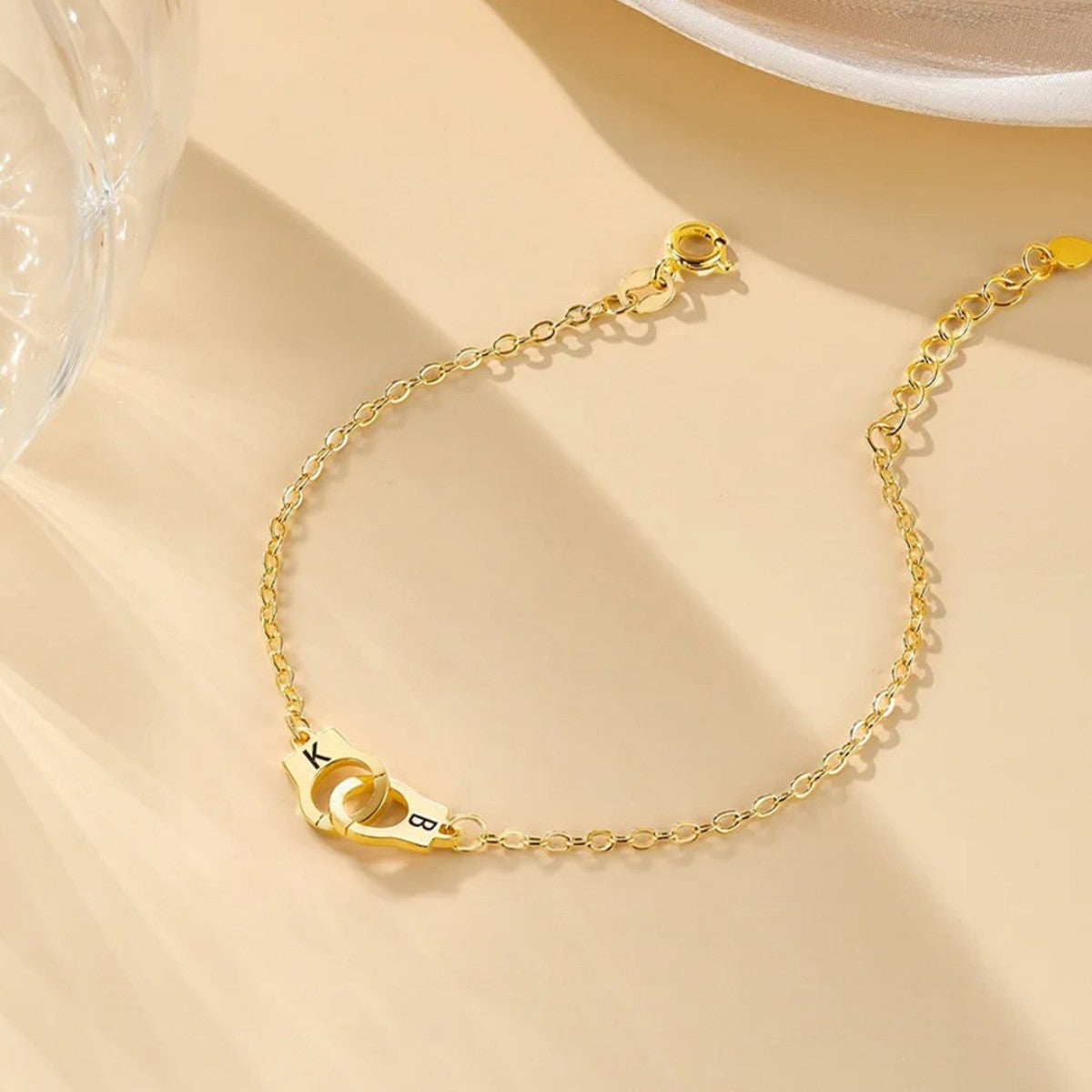 Personalized Handcuff Interlocking Infinity Double Initials Bracelet