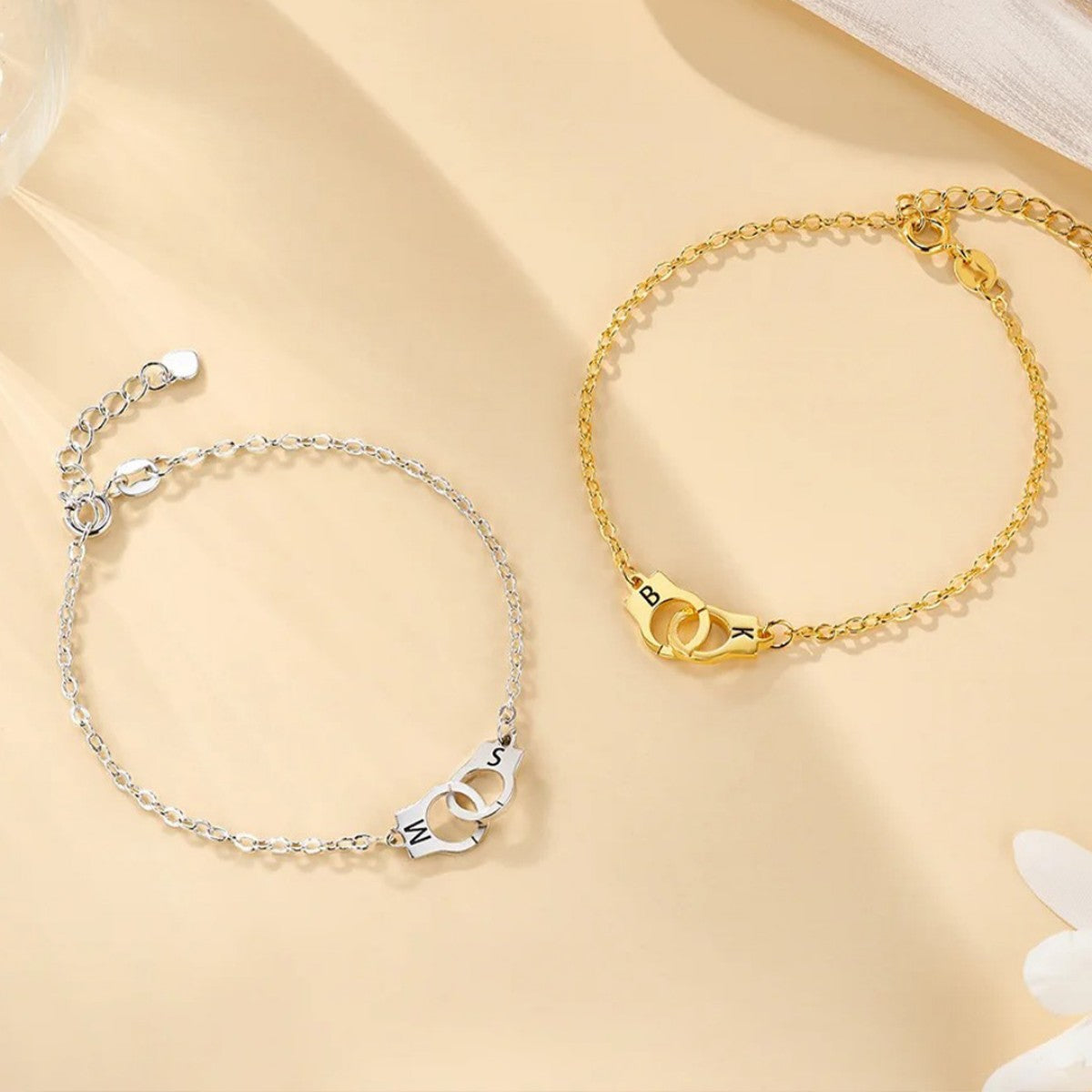 Personalized Handcuff Interlocking Infinity Double Initials Bracelet