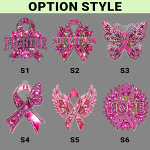 Pink Ribbon Wing Acrylic Ornament, Christmas Breast Cancer Ornament, Breast Cancer Fighter Ornament, Breast Cancer Survivor Decor