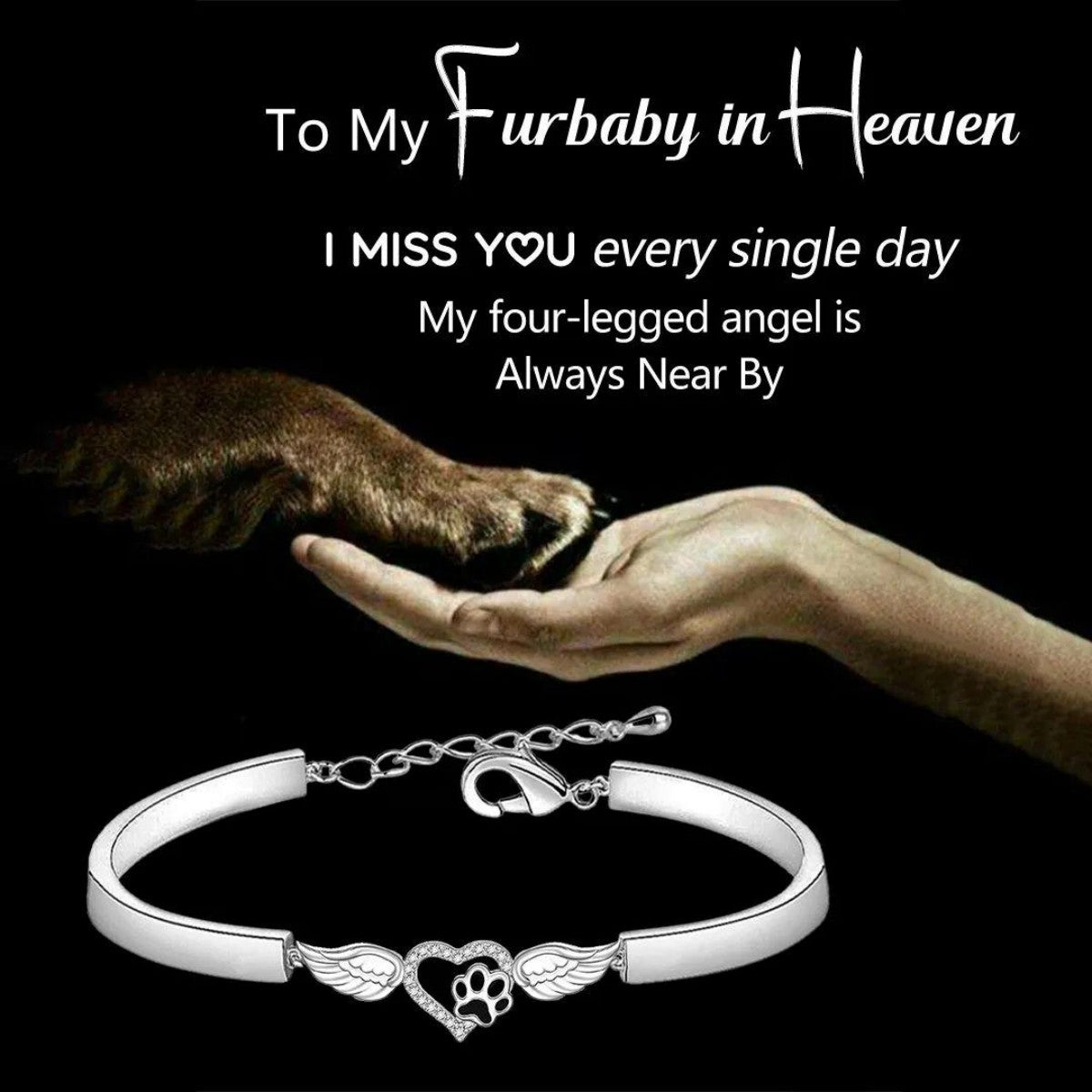 "Angel's Companion" Paw With Wings Memorial Bracelet