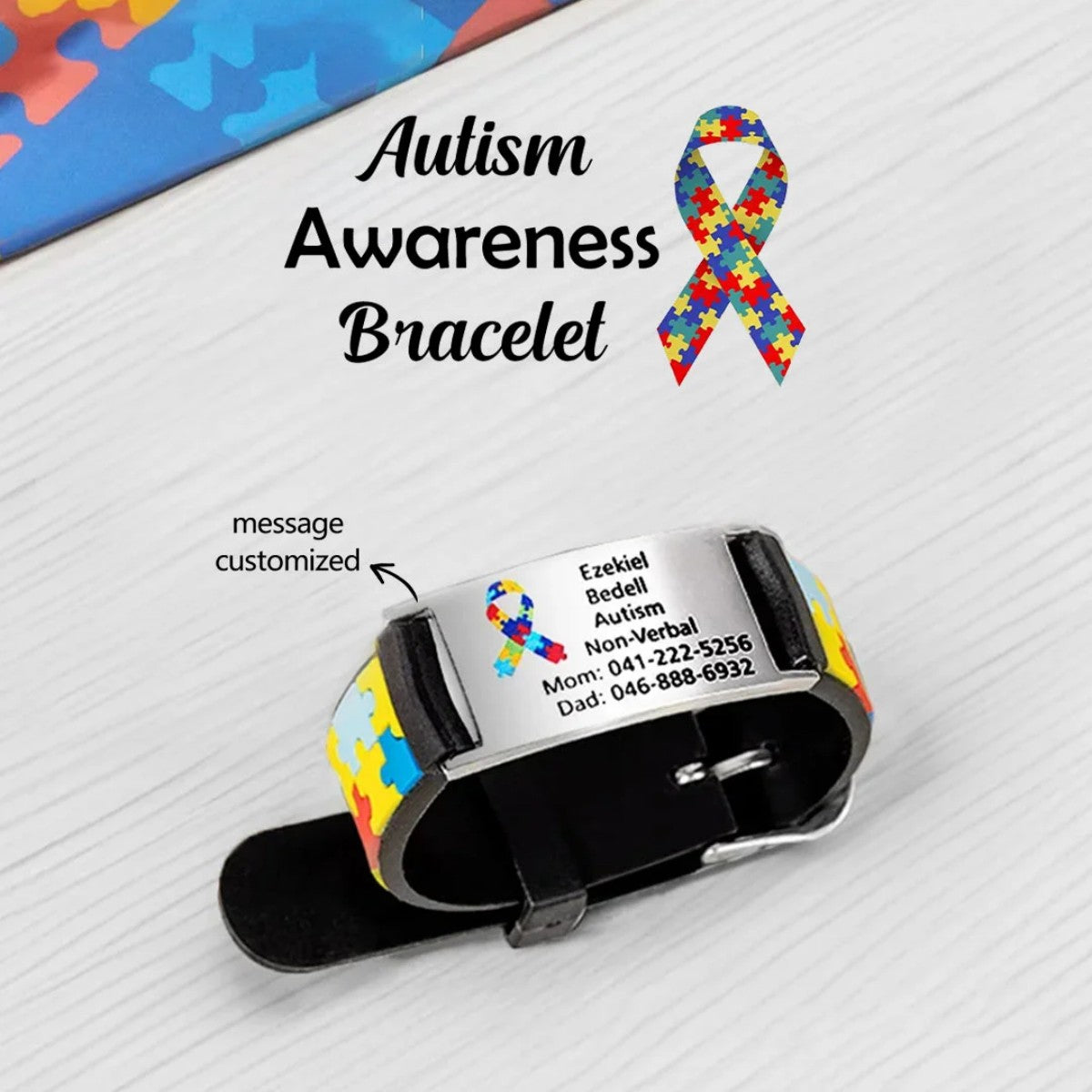 Autism Awareness-Customized info wristbands for autistic children