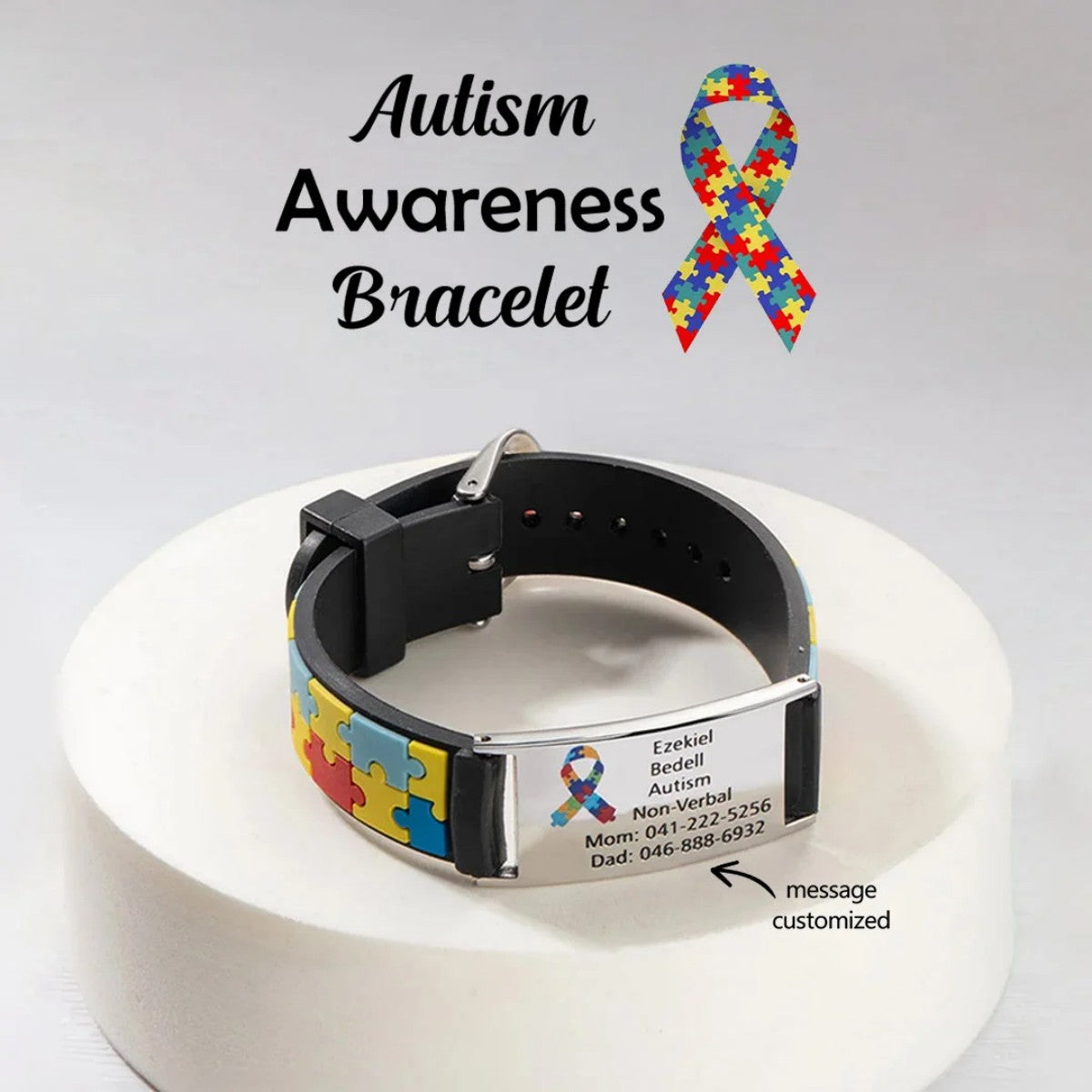 Autism Awareness-Customized info wristbands for autistic children