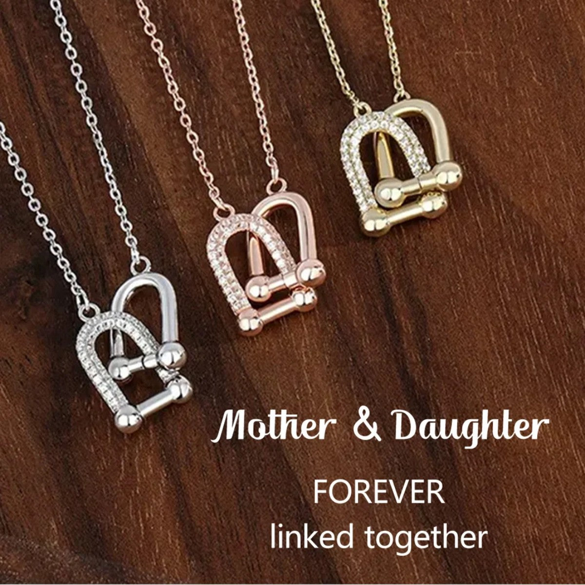Mother & Daughter Interlocking Horseshoe Buckle Necklace