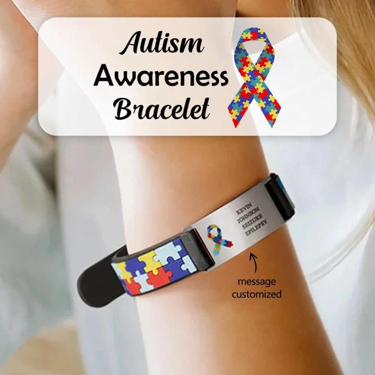 Autism Awareness-Customized info wristbands for autistic children