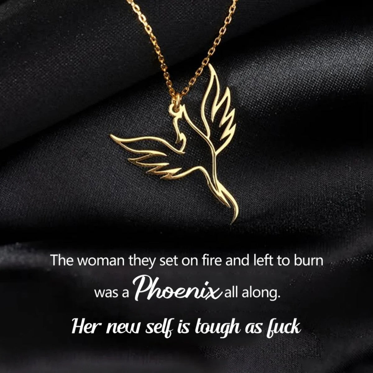 Tough As F*ck Fire Bird Phoenix Necklace