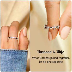 For Love - Husband & Wife Heart Cross Ring