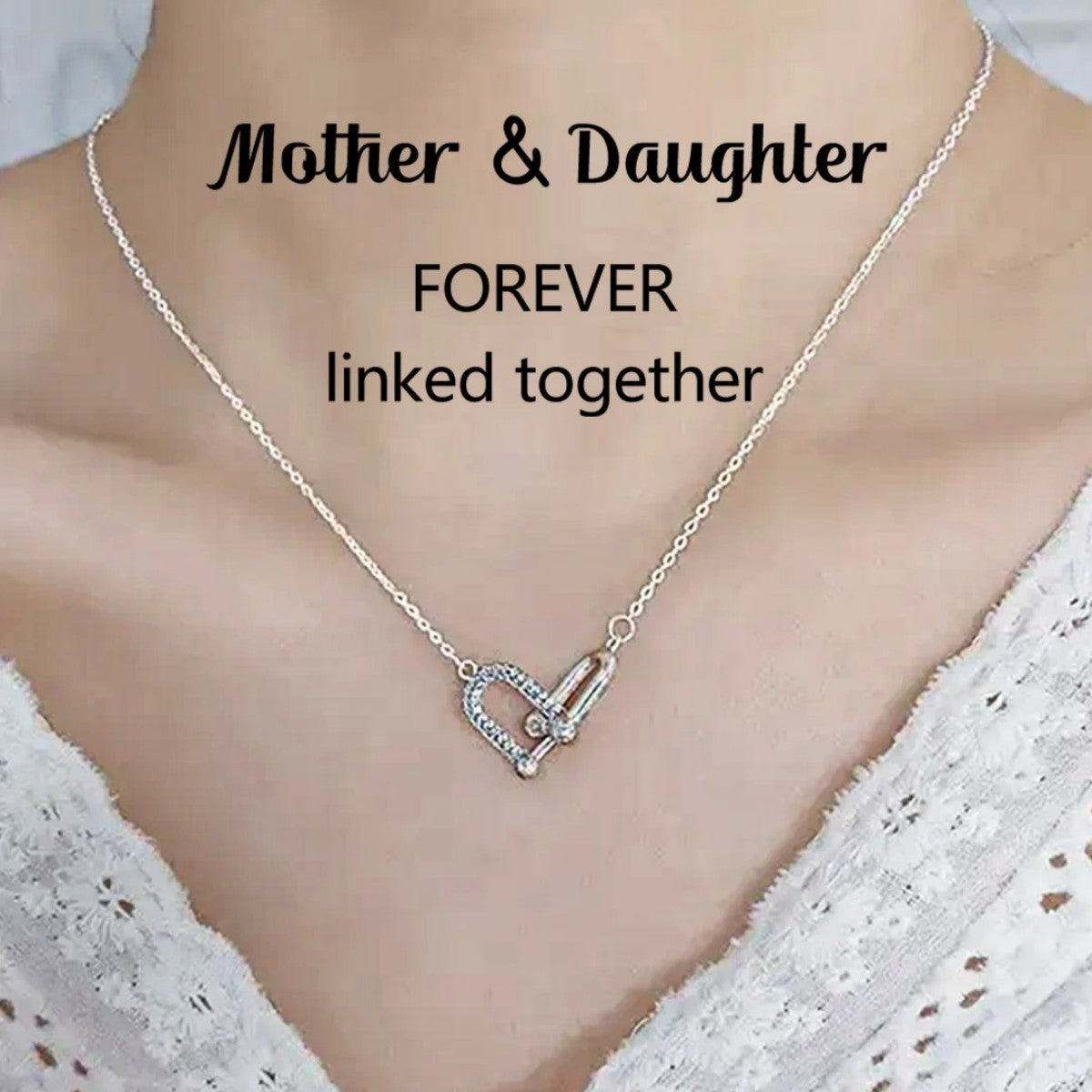 Mother & Daughter Interlocking Horseshoe Buckle Necklace