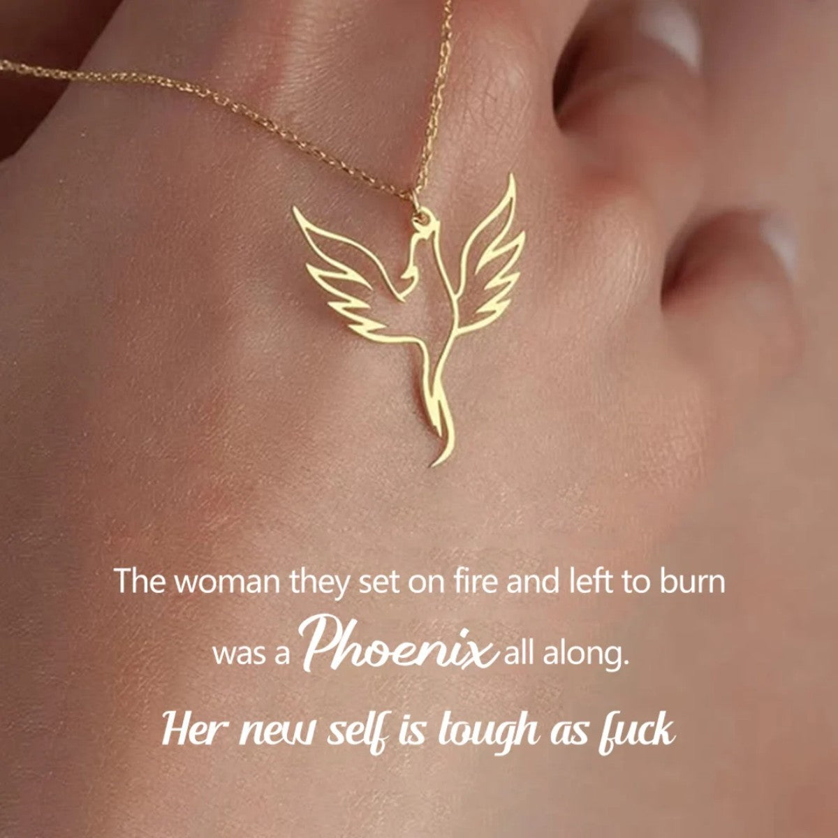 Tough As F*ck Fire Bird Phoenix Necklace