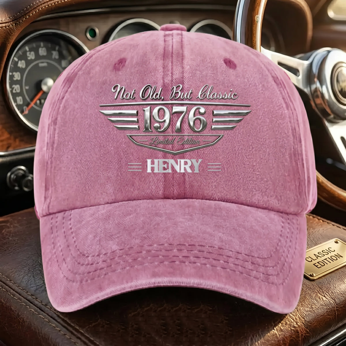 Not Old But Classic - Personalized Washed Denim Baseball Cap - Creative Gift for Husband,Wife