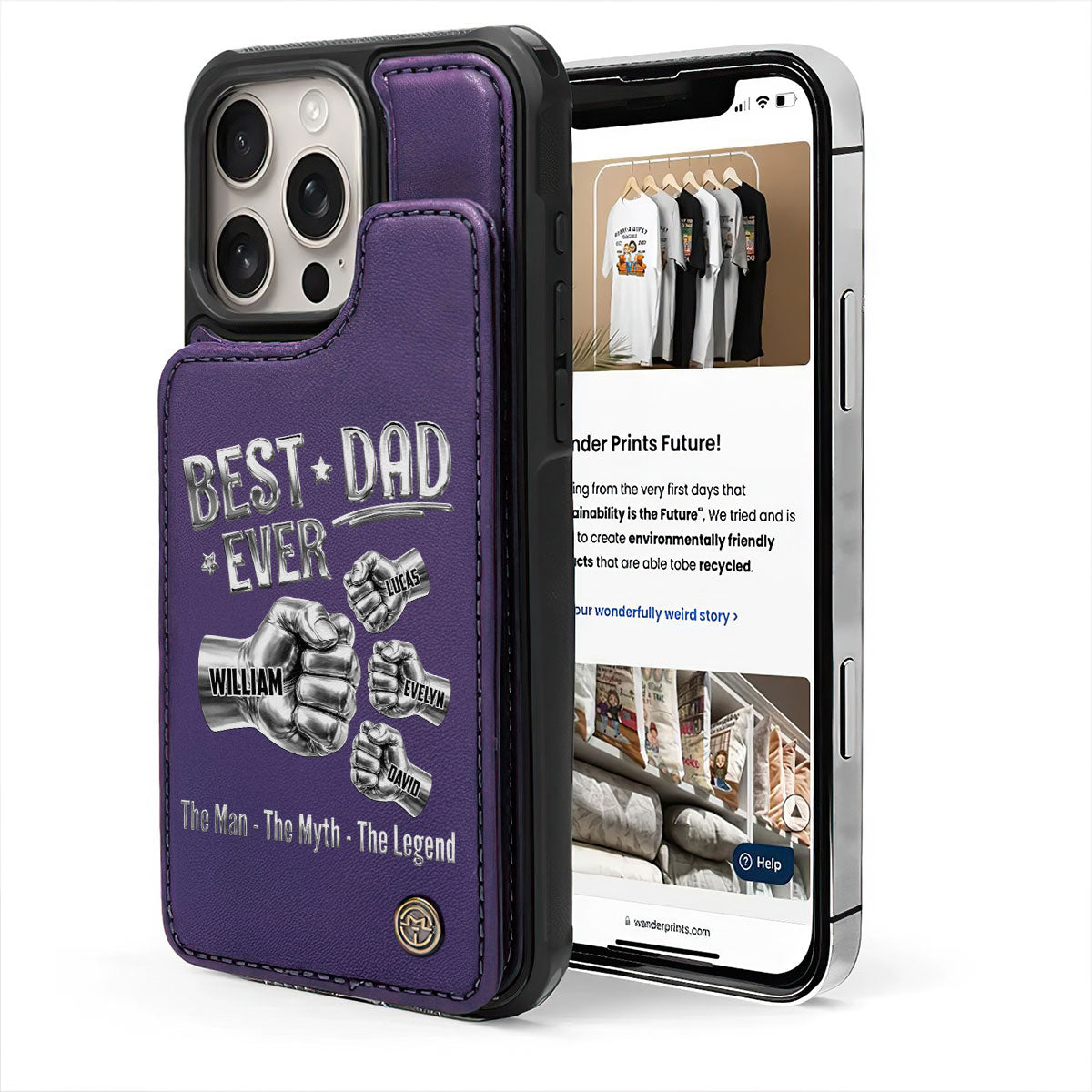 Best Dad Ever - Personalized Leather Flip Wallet Phone Case