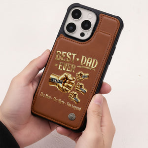 Best Dad Ever - Personalized Leather Flip Wallet Phone Case