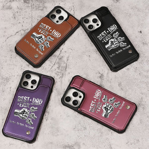 Best Dad Ever - Personalized Leather Flip Wallet Phone Case
