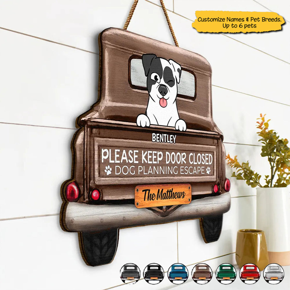 Cats/Dogs Planning Escape Truck - Personalized Shaped Wood Sign