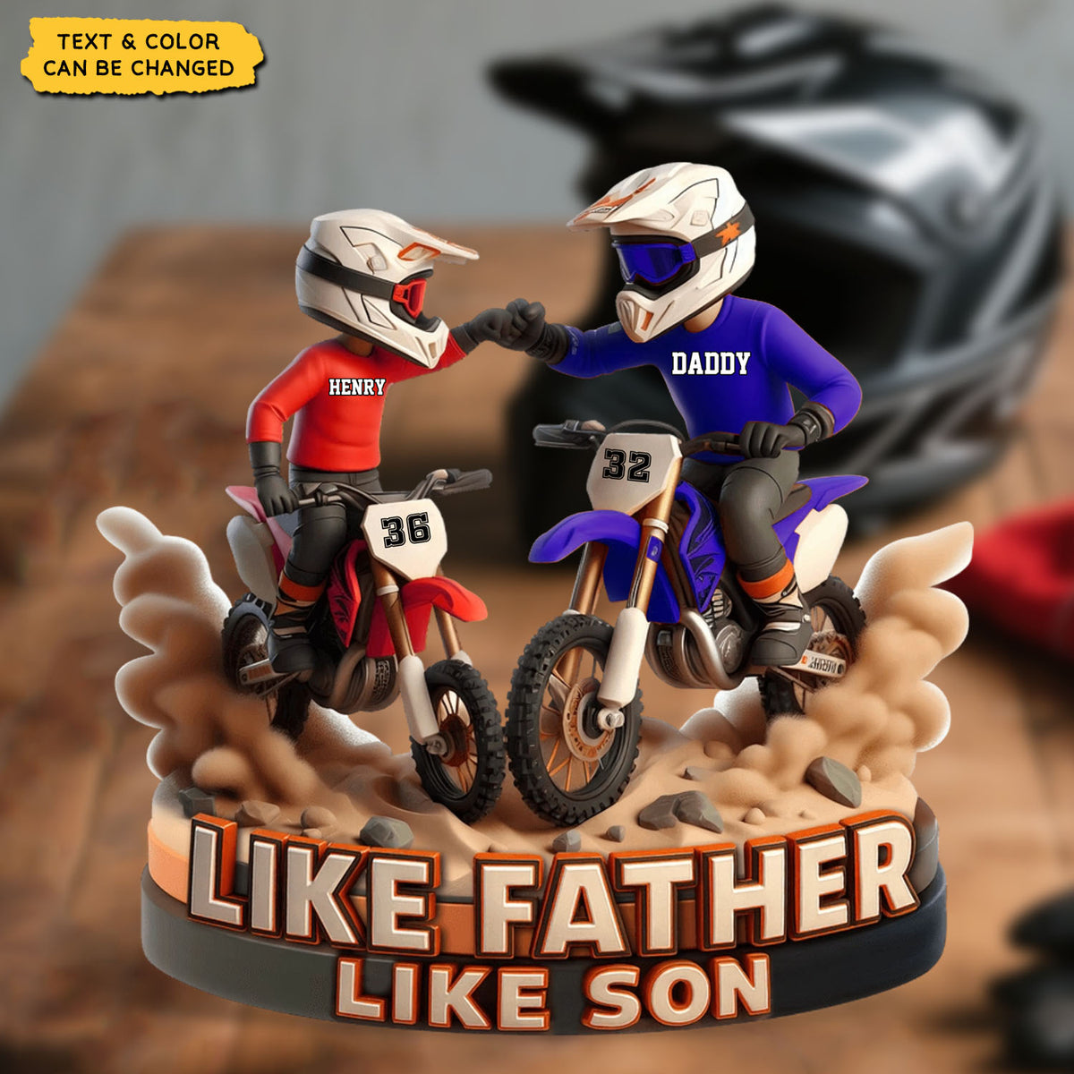 Dirt Bike Dad And Kid - Personalized Acrylic Plaque, Father's Day Gift for Dad, Gift for Husband