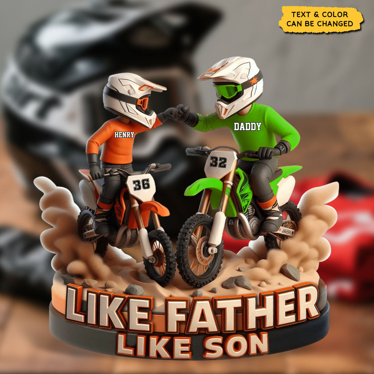 Dirt Bike Dad And Kid - Personalized Acrylic Plaque, Father's Day Gift for Dad, Gift for Husband
