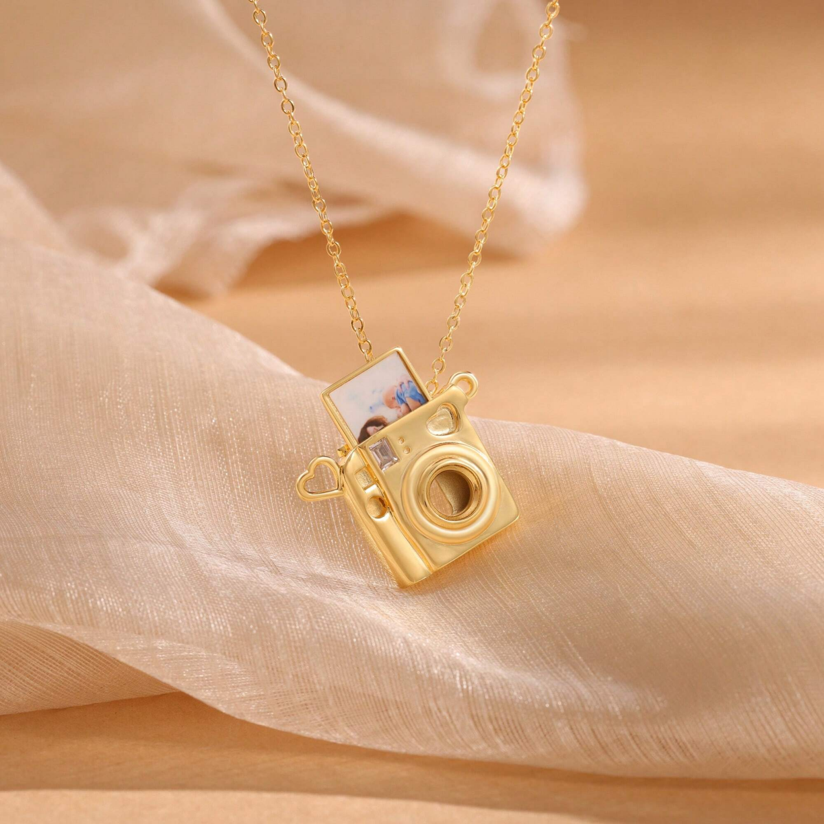 Personalized Mini Pull-Out Camera Locket Necklace with Photo