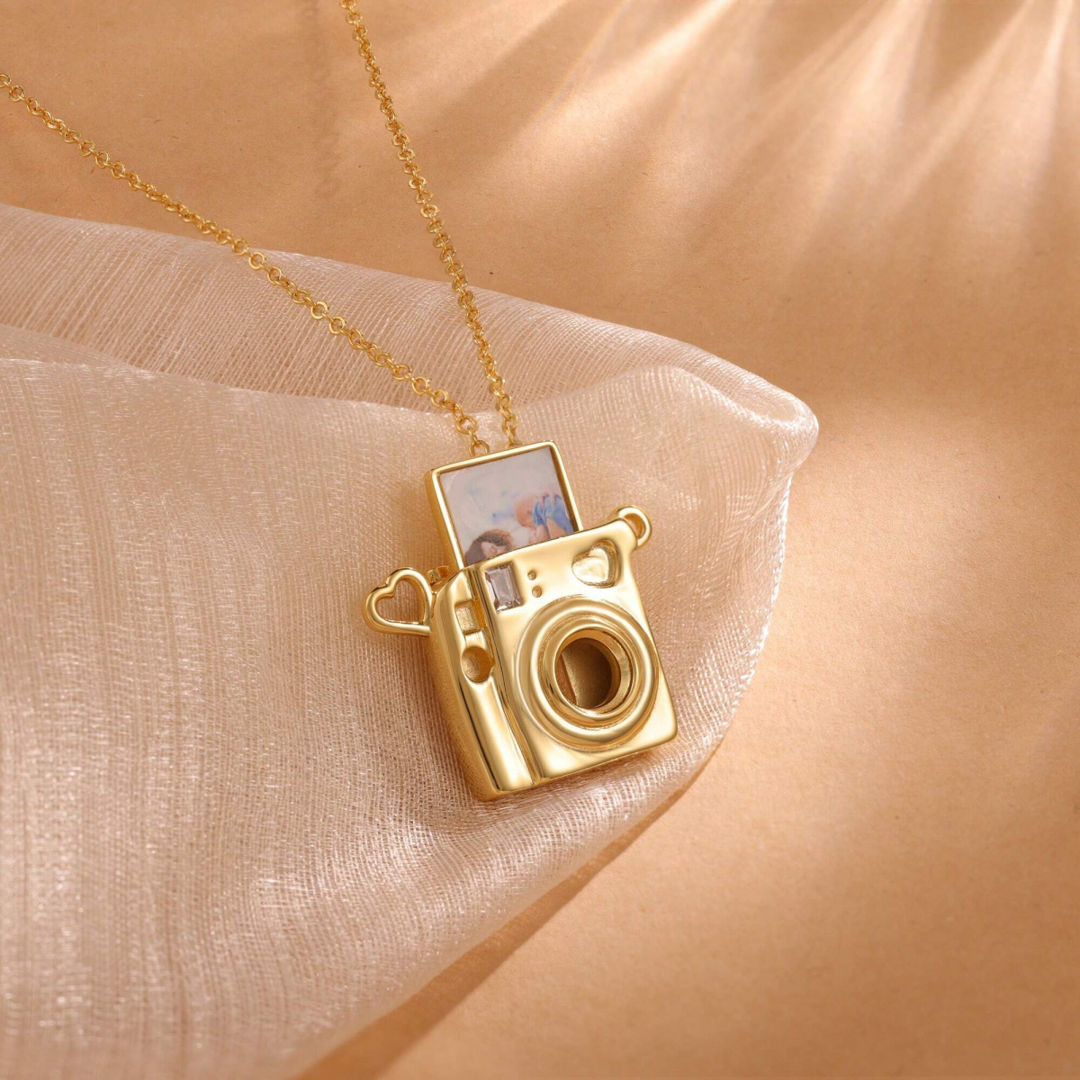Personalized Mini Pull-Out Camera Locket Necklace with Photo