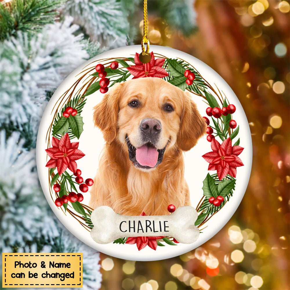 Custom Photo Dog Ceramic Ornament For Christmas