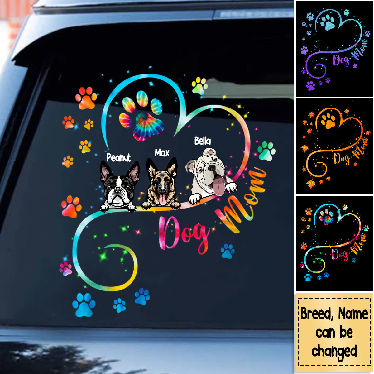 Dog Mom Heart Line Personalized Decal - DIY Gift For Dog Lovers