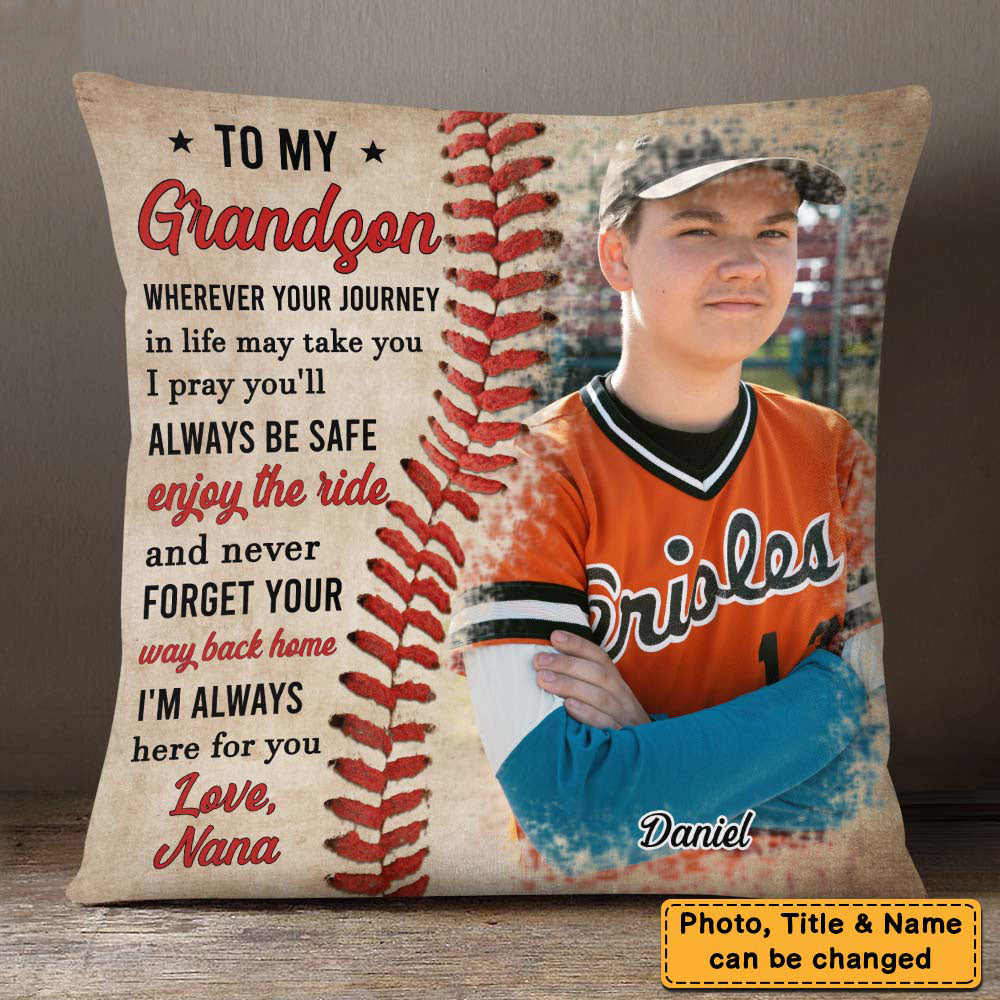 Baseball Gift For Grandson To My Grandson Pillow