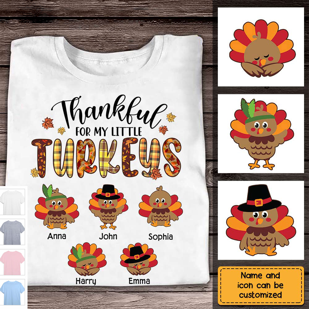 Thankful For My Little TurKeys Grandma T Shirt