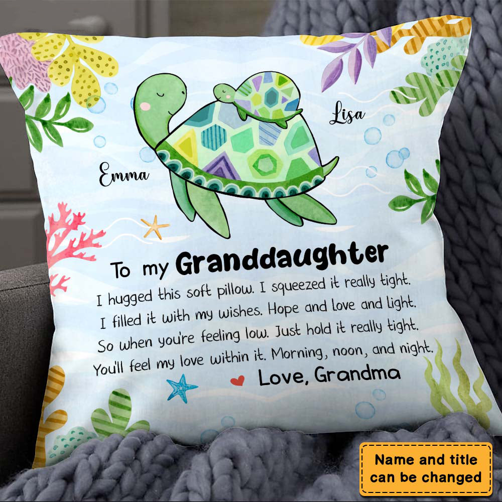 Gift For Granddaughter Turtle Hug This Personalized Pillow