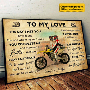 Custom Personalized Motocross Poster, Canvas, Vintage Style, Dirt Bike Gifts For Boyfriend, Personalized Gift For Husband With Custom Name, Number, Appearance & Landscape