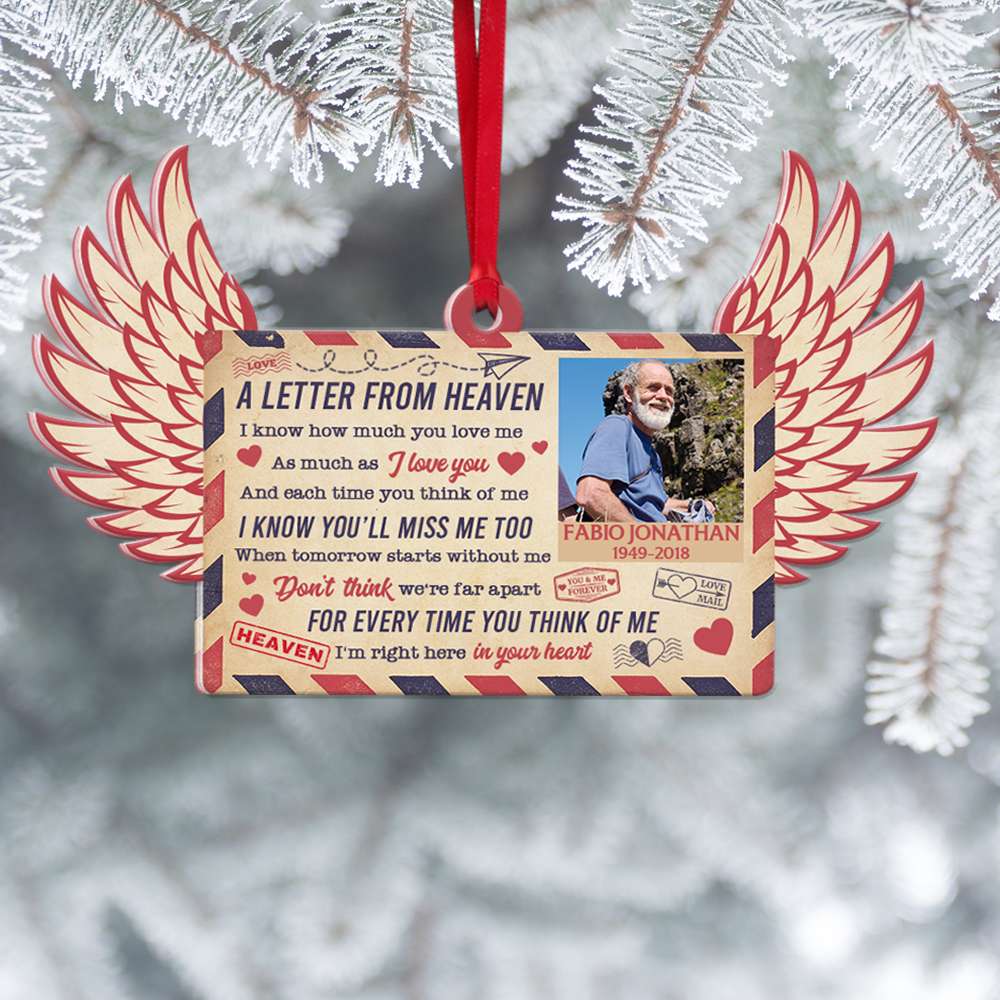 A Letter From Heaven, Heaven Personalized Photo Wood Ornament Christmas Gift