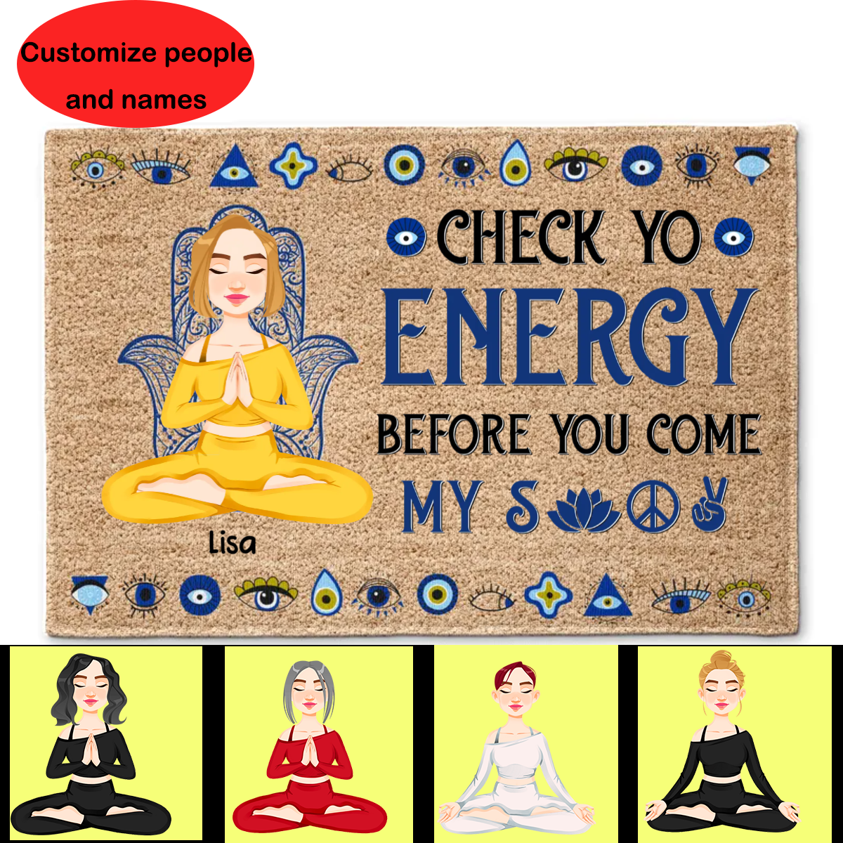 Please Be Mindful Of The Energy You Bring Into This Space - Personalized Doormat