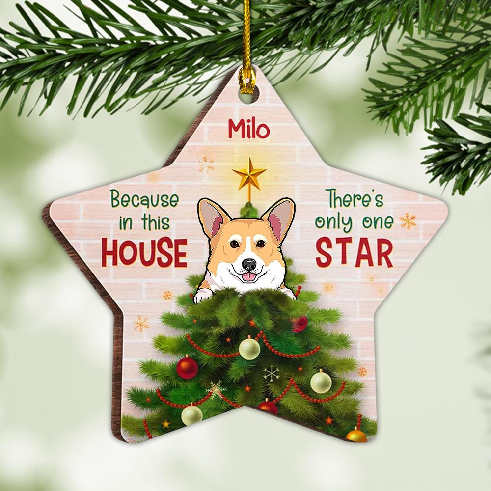 Christmas Dog Cat Personalized Wood Star Shaped Custom Ornament, Christmas Gift For Pet Owners, Pet Lovers