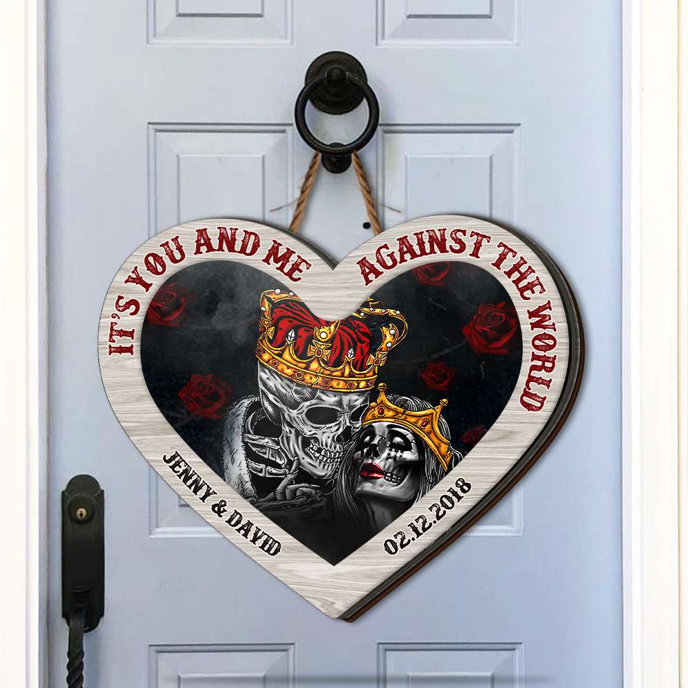 It's You And Me Against The World, Personalized Wood Sign, Gift For Couples