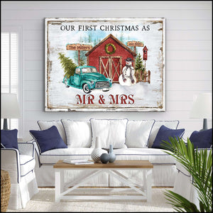 Christmas Gift For Newlyweds Personalized New Couple Gift Poster