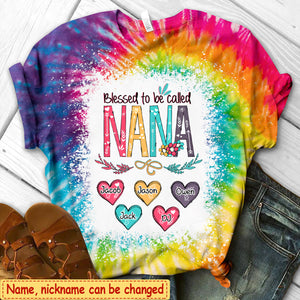 Blessed To be Called Grandma, Nana And Sweet Heart Grandkids Personalized 3D T-Shirt