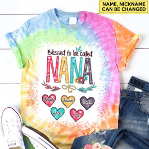 Blessed To be Called Grandma, Nana And Sweet Heart Grandkids Personalized 3D T-Shirt
