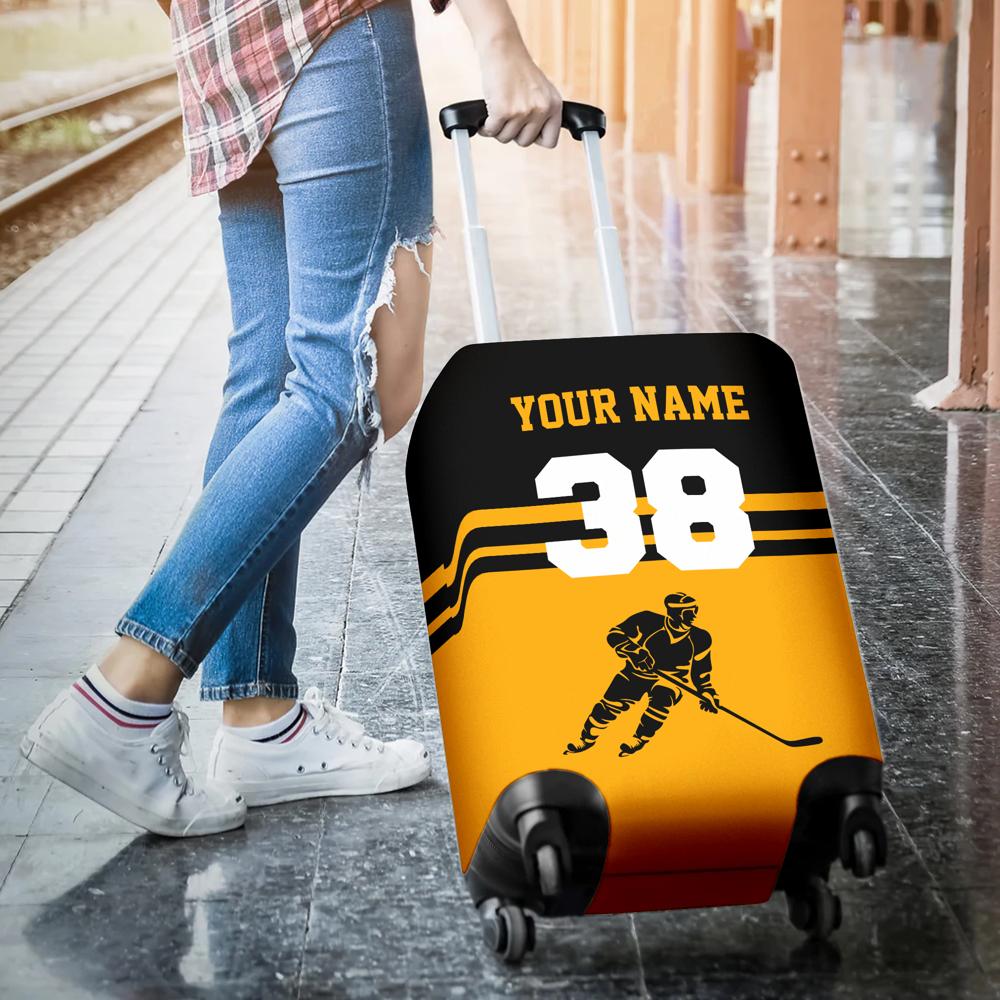 Simply Love Hockey Multicolor Personalized Luggage Cover