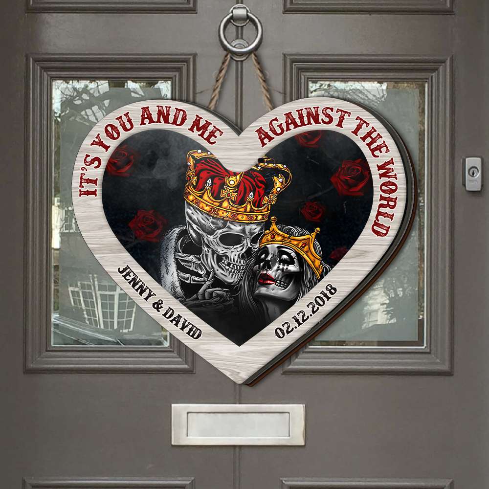 It's You And Me Against The World, Personalized Wood Sign, Gift For Couples