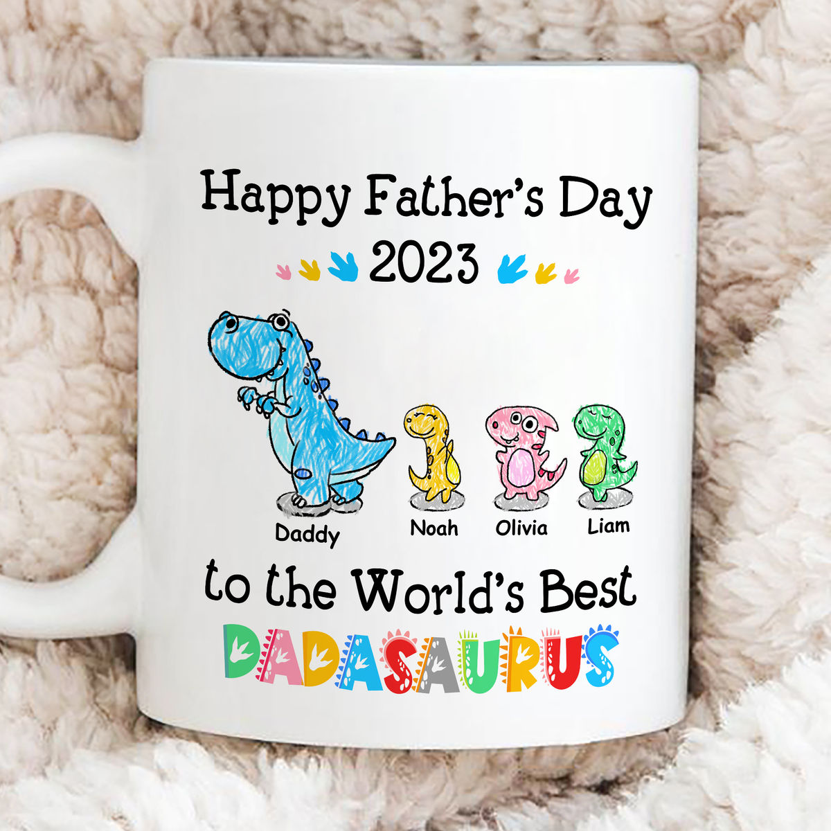 Father's Day Gift - Happy Father's Day to the world's Best Dadasaurus 2023 - Personalized Mug