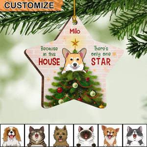 Christmas Dog Cat Personalized Wood Star Shaped Custom Ornament, Christmas Gift For Pet Owners, Pet Lovers