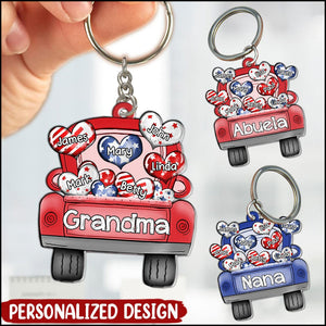 Personalized Nickname Grandma 4th of July Truck Loading Heart Acrylic Keychain