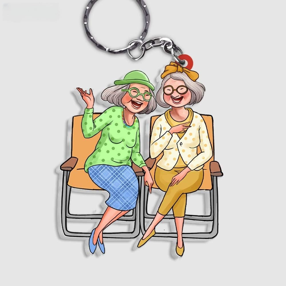 Personalized Gift for Friends Sitting Ladies Acrylic Keychain
