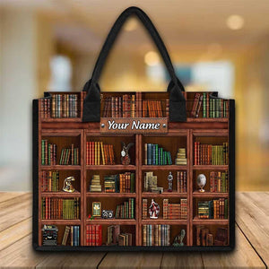Library Book Shelf Personalized Canvas Tote Bag