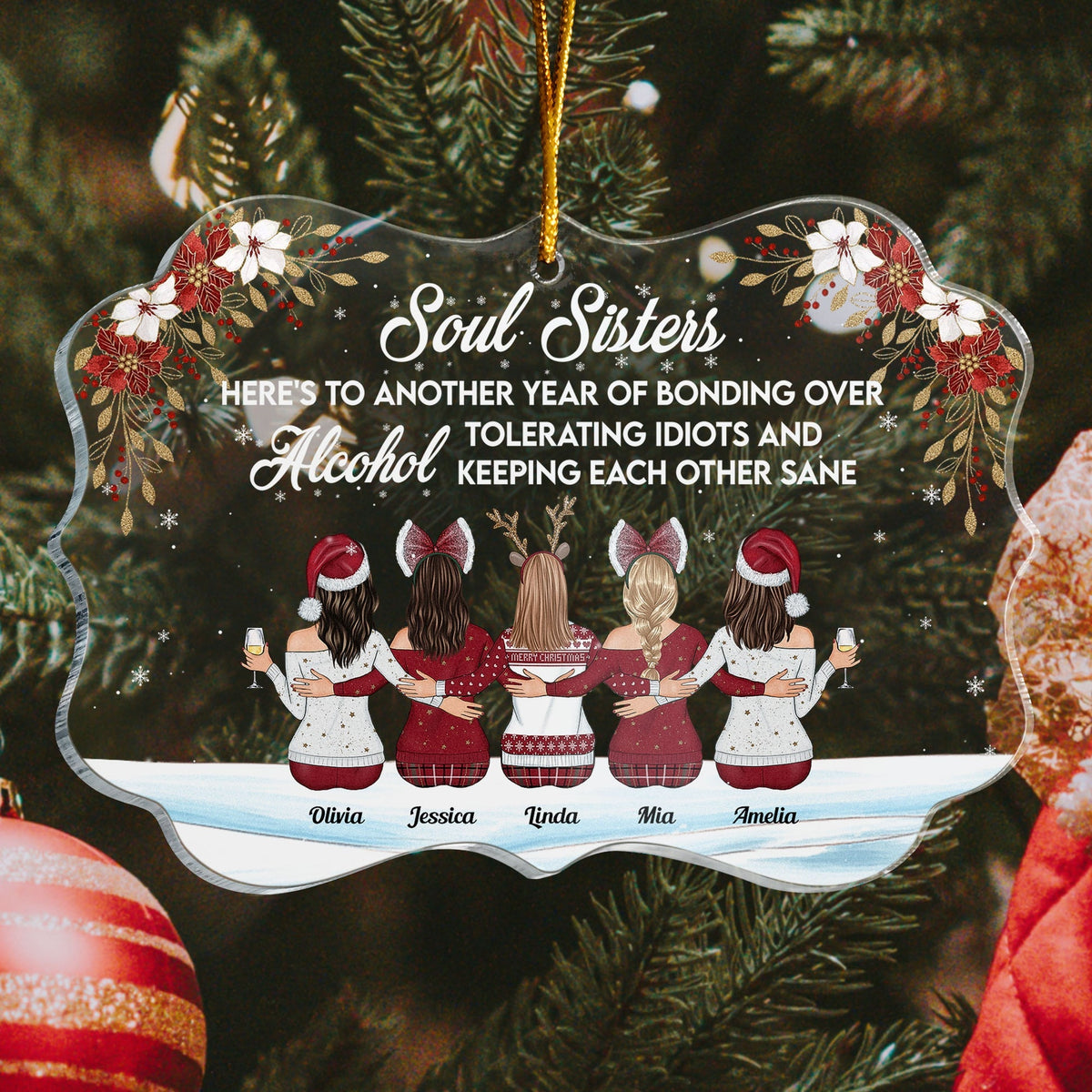 Here's To Another Year Of Bonding Over Alcohol - Personalized Acrylic Ornament